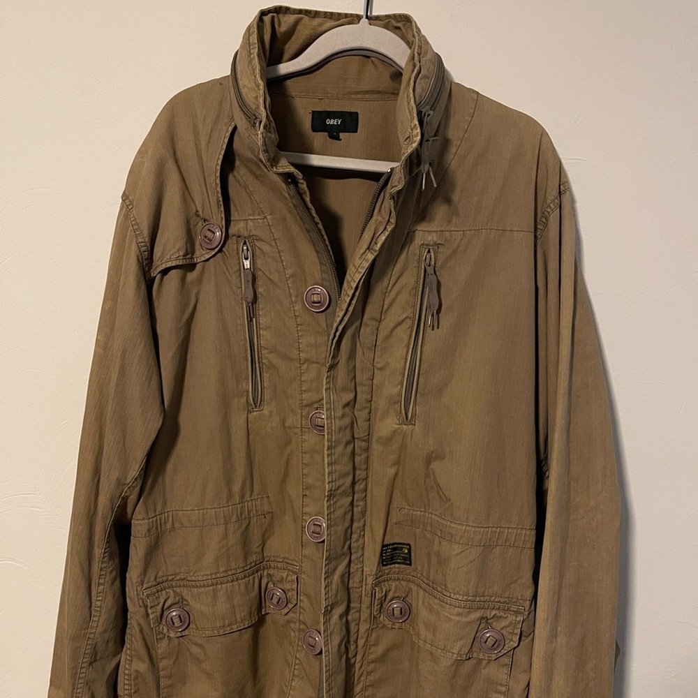 OBEY mens zipped hood utility jacket XXL